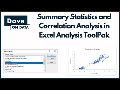 Summary Statistics and Correlation Analysis in Excel Analysis ToolPak